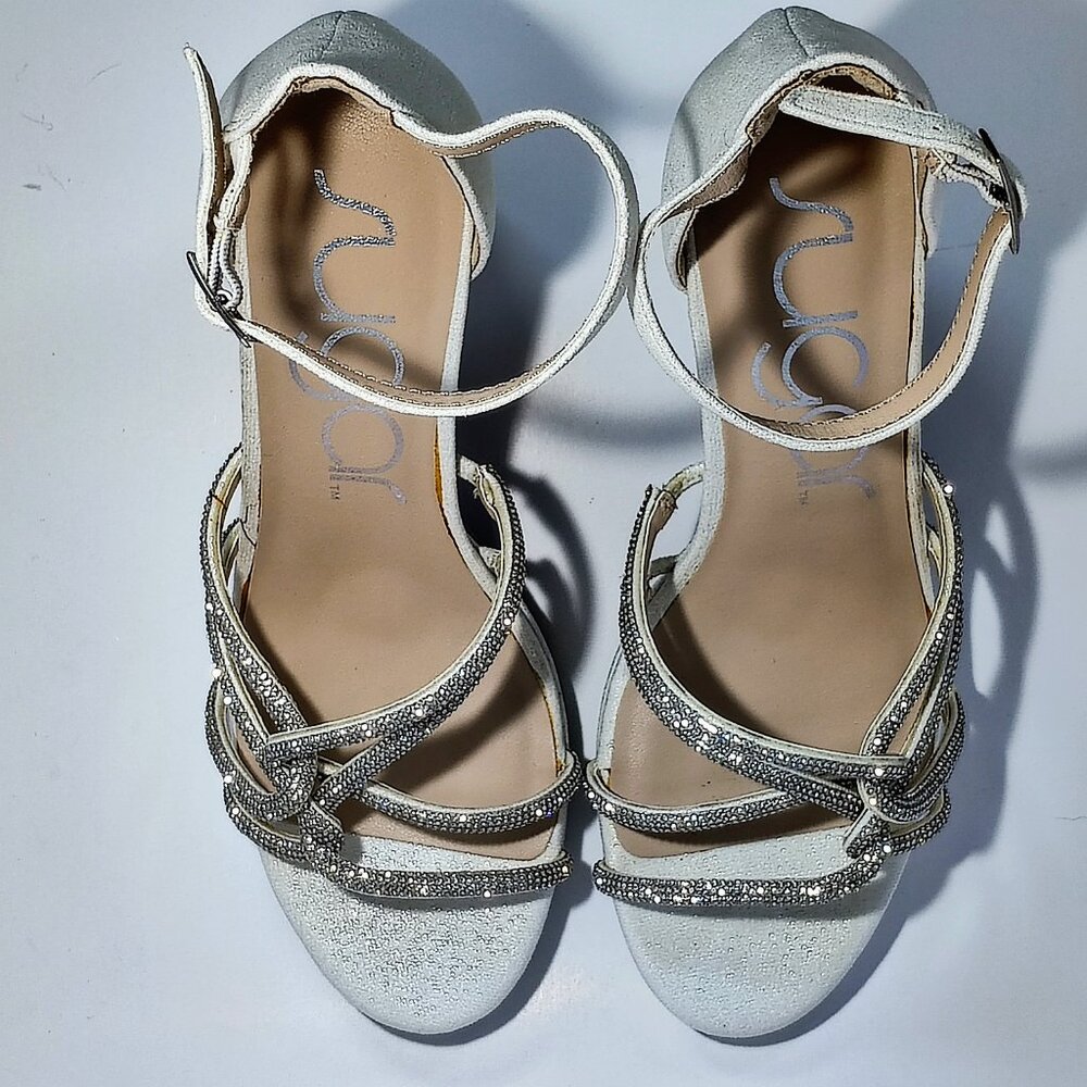 Sugar Women's Size 10M Petal‎ White Shimmer Block Heels NWOT - Picture 10 of 13